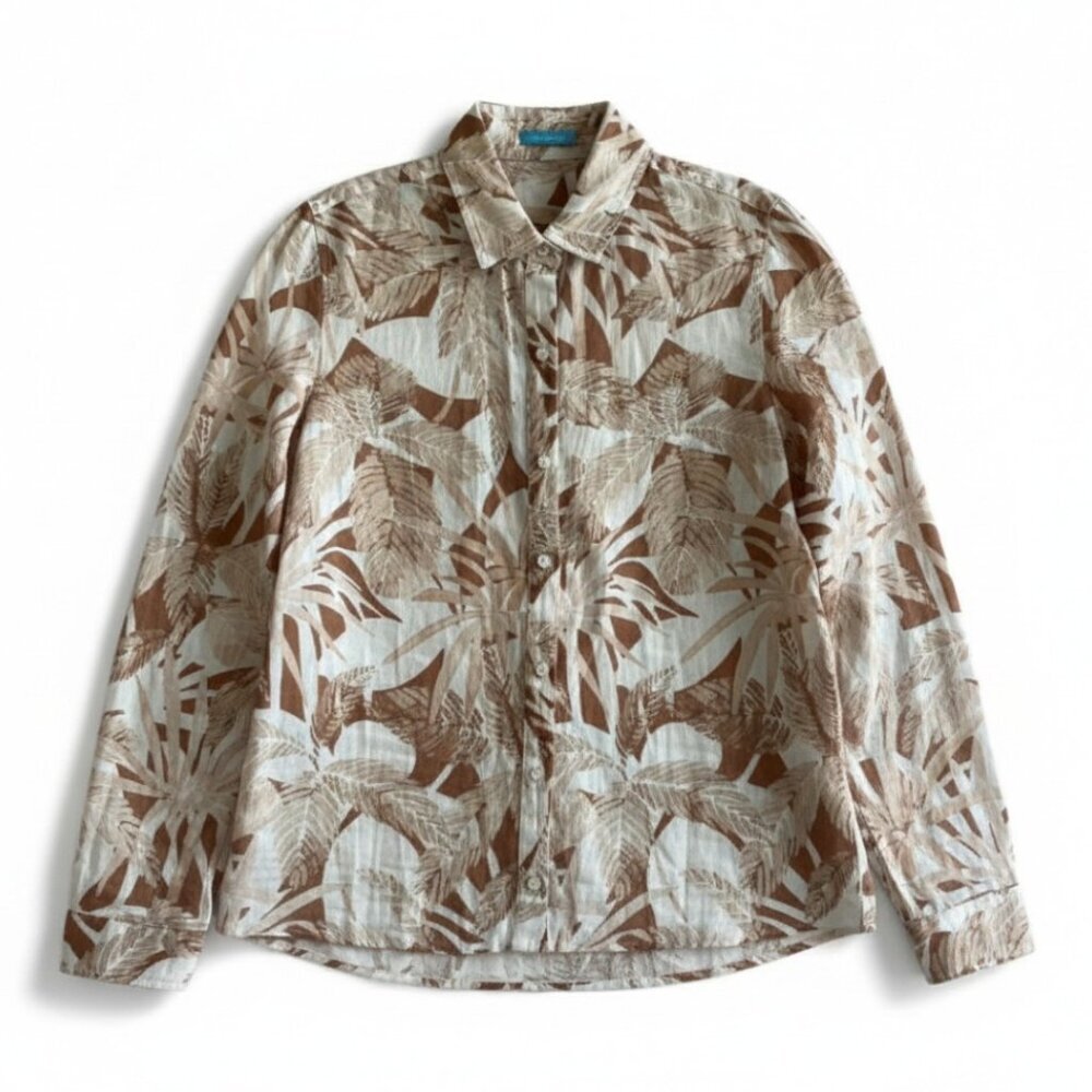 J.McLaughlin Floral Linen Button Front Blouse Top Women’s Size Large - Picture 2 of 5